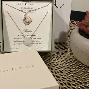 🐰🏷 Luna Norte / Moonstone Necklace Set / 14k Gold Plated Brass